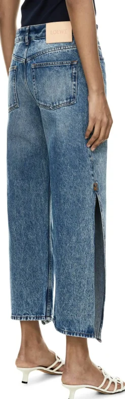 Cropped Jeans Paula’s Ibiza mit Seitenschlitzen Mittelblau  