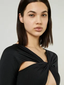 Cropped-Langarmshirt Schwarz