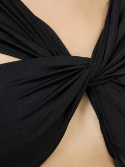 Cropped-Langarmshirt Schwarz