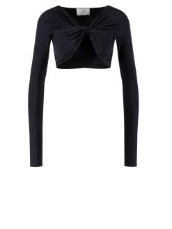Cropped-Langarmshirt Schwarz