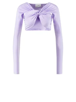 Cropped-Langarmshirt Violett