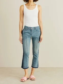 Cropped Slim Fit Jeans Blau