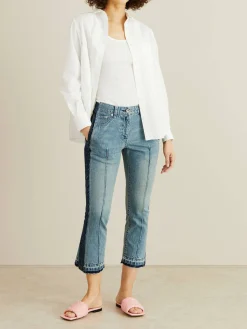 Cropped Slim Fit Jeans Blau