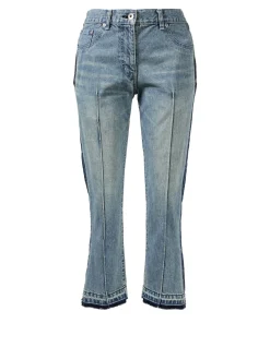 Cropped Slim Fit Jeans Blau