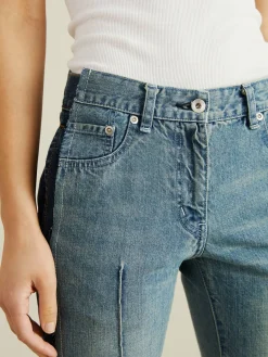 Cropped Slim Fit Jeans Blau
