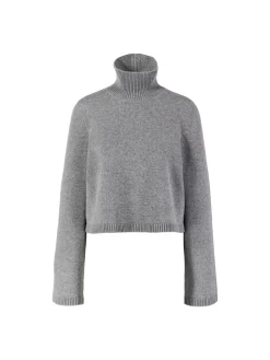 Cropped Stehkragenpullover Grau
