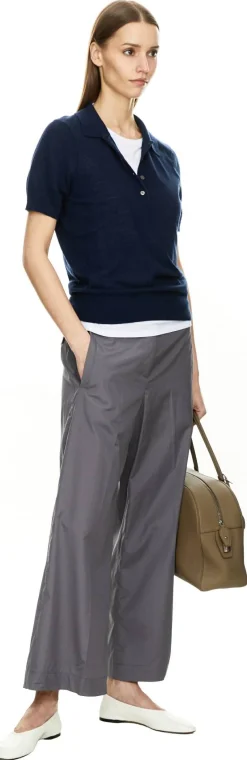 Cropped Stoffhose 'Astrid' Graublau