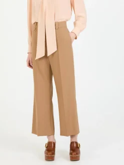 Cropped Stoffhose Braun