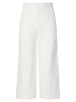 Cropped Stoffhose Paula’s Ibiza mit Anagram-Stickeri Weiß