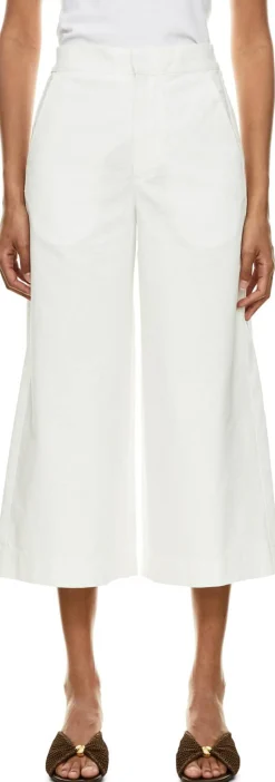 Cropped Stoffhose Paula’s Ibiza mit Anagram-Stickeri Weiß