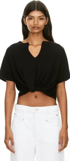 Cropped Top 'Twisted Front' Schwarz