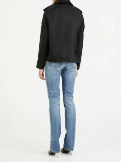 Cropped Trenchcoat in Schwarz