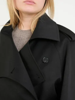 Cropped Trenchcoat in Schwarz