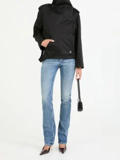 Cropped Trenchcoat in Schwarz