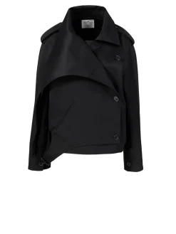 Cropped Trenchcoat in Schwarz