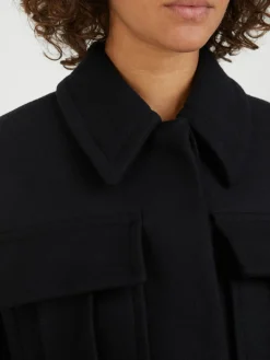 Cropped Wolljacke Marineblau