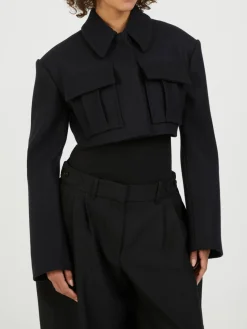 Cropped Wolljacke Marineblau