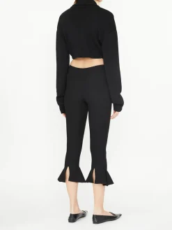 Cropped Wollstrickjacke Schwarz
