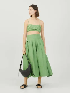 Crop-Top aus Leinen 'Thea' Hellgrün