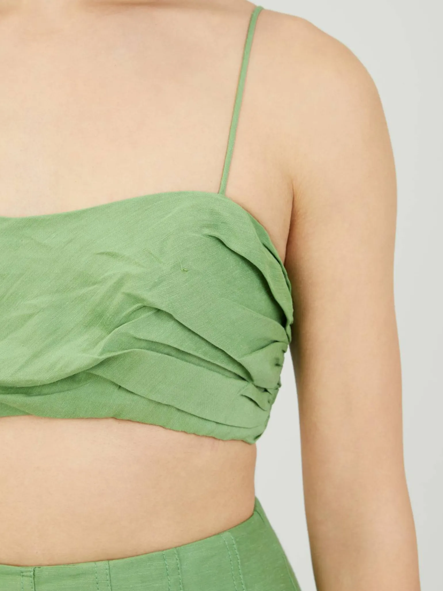 Crop-Top aus Leinen 'Thea' Hellgrün