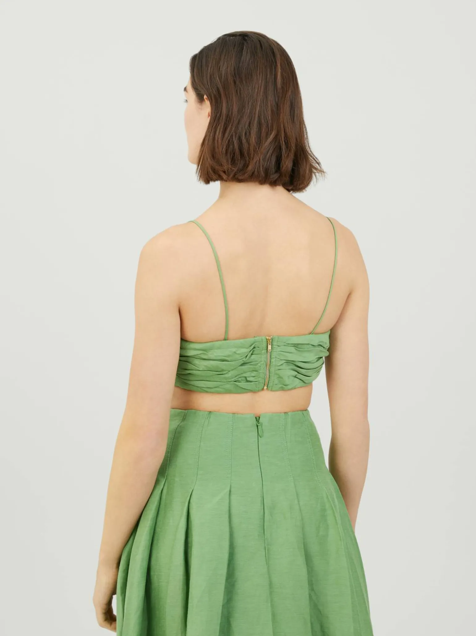 Crop-Top aus Leinen 'Thea' Hellgrün