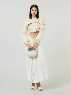 Cut-Out Cropped Bomberjacke Crème