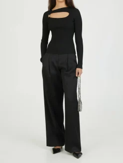 Cut-Out Pullover Schwarz