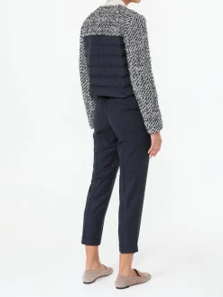 Daunenjacke aus Tweed 'Dauphin' Blau/Weiß