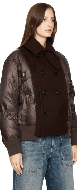 Daunenjacke mit Wolle Dunkelbraun