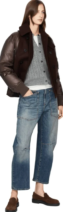 Daunenjacke mit Wolle Dunkelbraun
