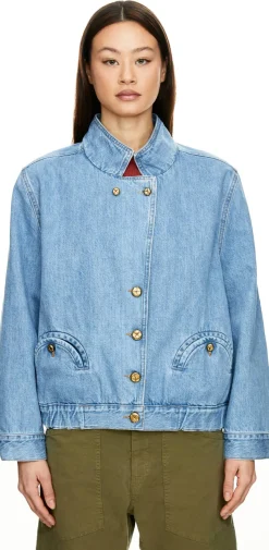 Denim-Bomberjacke 'Nariida Cleo' Blau