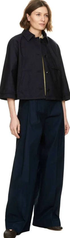 Denim-Jacke aus Wolle Marineblau