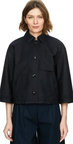 Denim-Jacke aus Wolle Marineblau