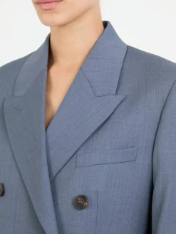 Doppelreihiger Wollblazer 'Diva' Eisblau