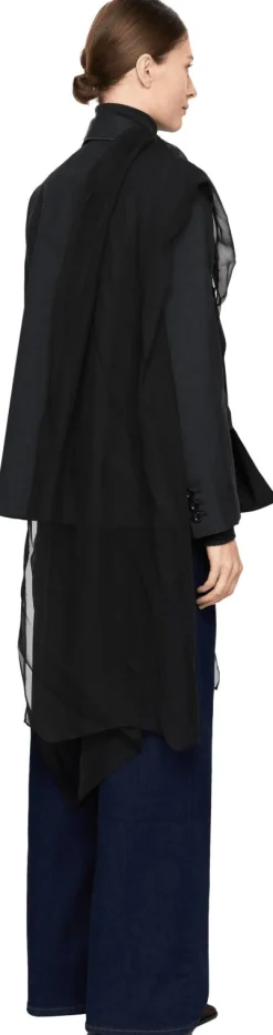 Doppelreihiger Woll-Blazer mit Chiffonbesätzen Anthrazit