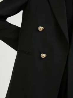 Doppelreihiger Wollblazer mit goldene Knöpfen Schwarz
