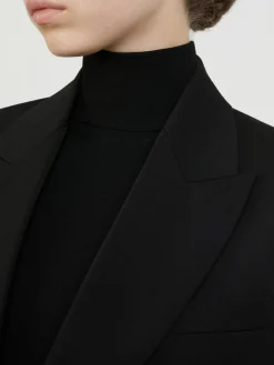 Doppelreihiger Wollblazer mit goldene Knöpfen Schwarz