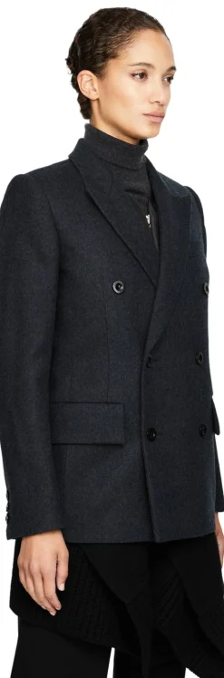 Doppelreihiger Wollblazer mit Wolljacke Grau