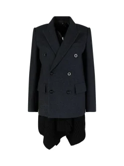 Doppelreihiger Wollblazer mit Wolljacke Grau