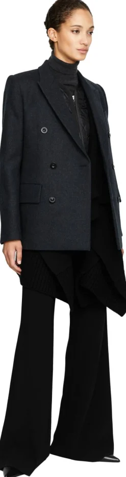 Doppelreihiger Wollblazer mit Wolljacke Grau