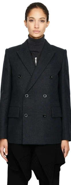 Doppelreihiger Wollblazer mit Wolljacke Grau