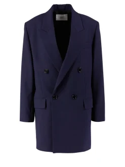 Doppelreihiger Wollblazer Marineblau