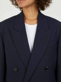 Doppelreihiger Wollblazer Marineblau