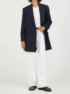 Doppelreihiger Wollblazer Marineblau