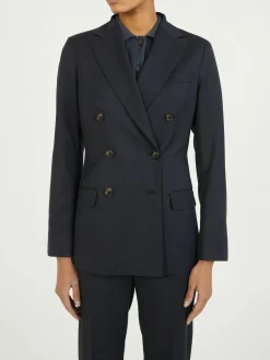 Doppelreihiger Wollblazer Marineblau