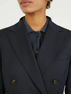 Doppelreihiger Wollblazer Marineblau