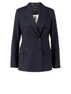 Doppelreihiger Wollblazer Marineblau