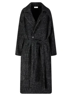 Doppelreihiger Wollmantel 'Macaria' Schwarz
