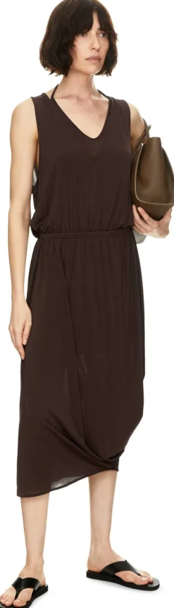 Drapiertes doppellagiges Midikleid Violett
