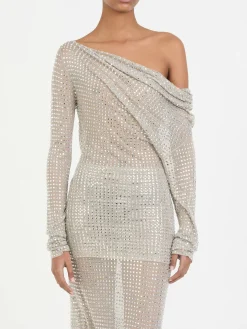 Drapiertes Longsleeve Silber